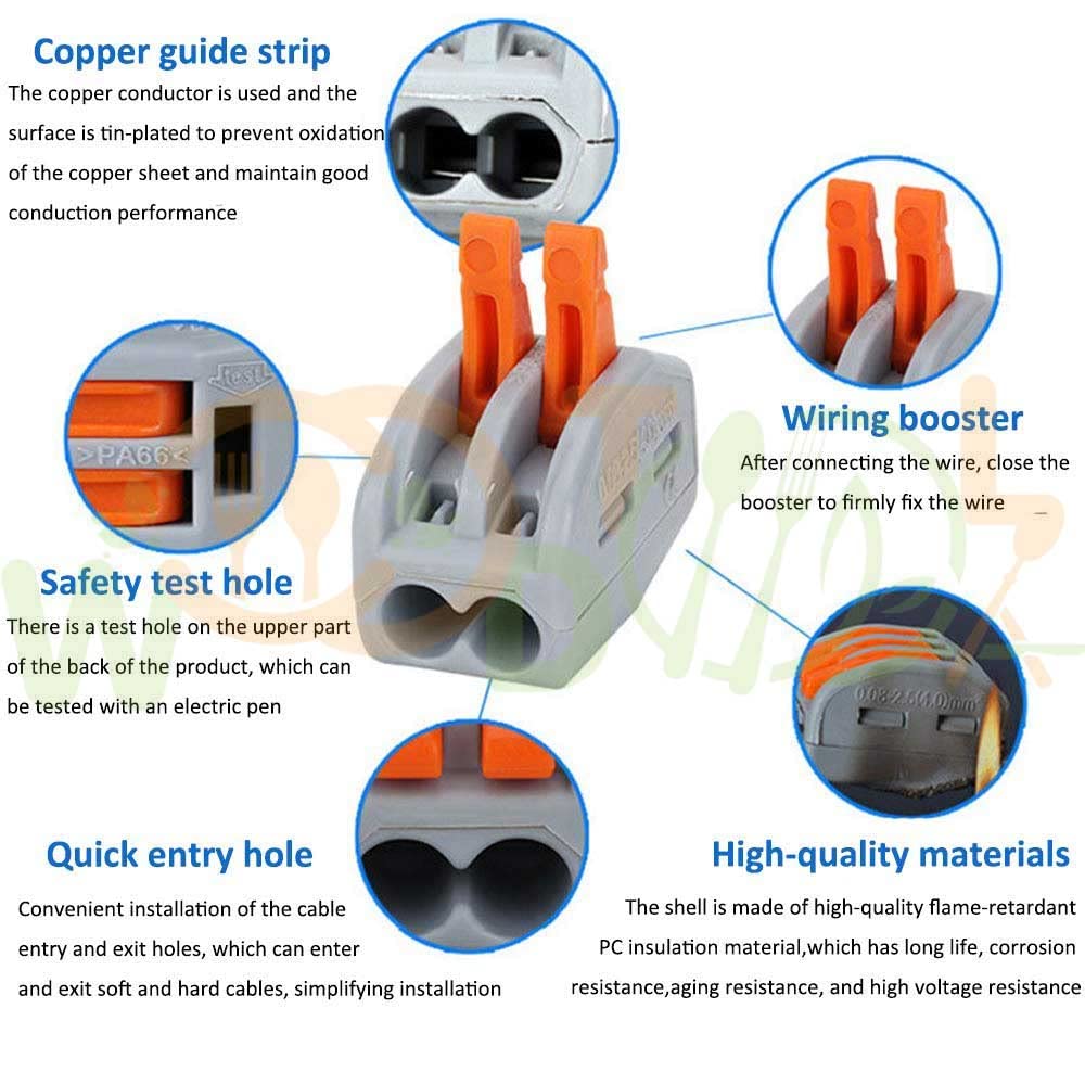 2-Port Wire Connectors - Compact Splicing Blocks -8 2-Port Wire Connectors - Compact Splicing Blocks -8