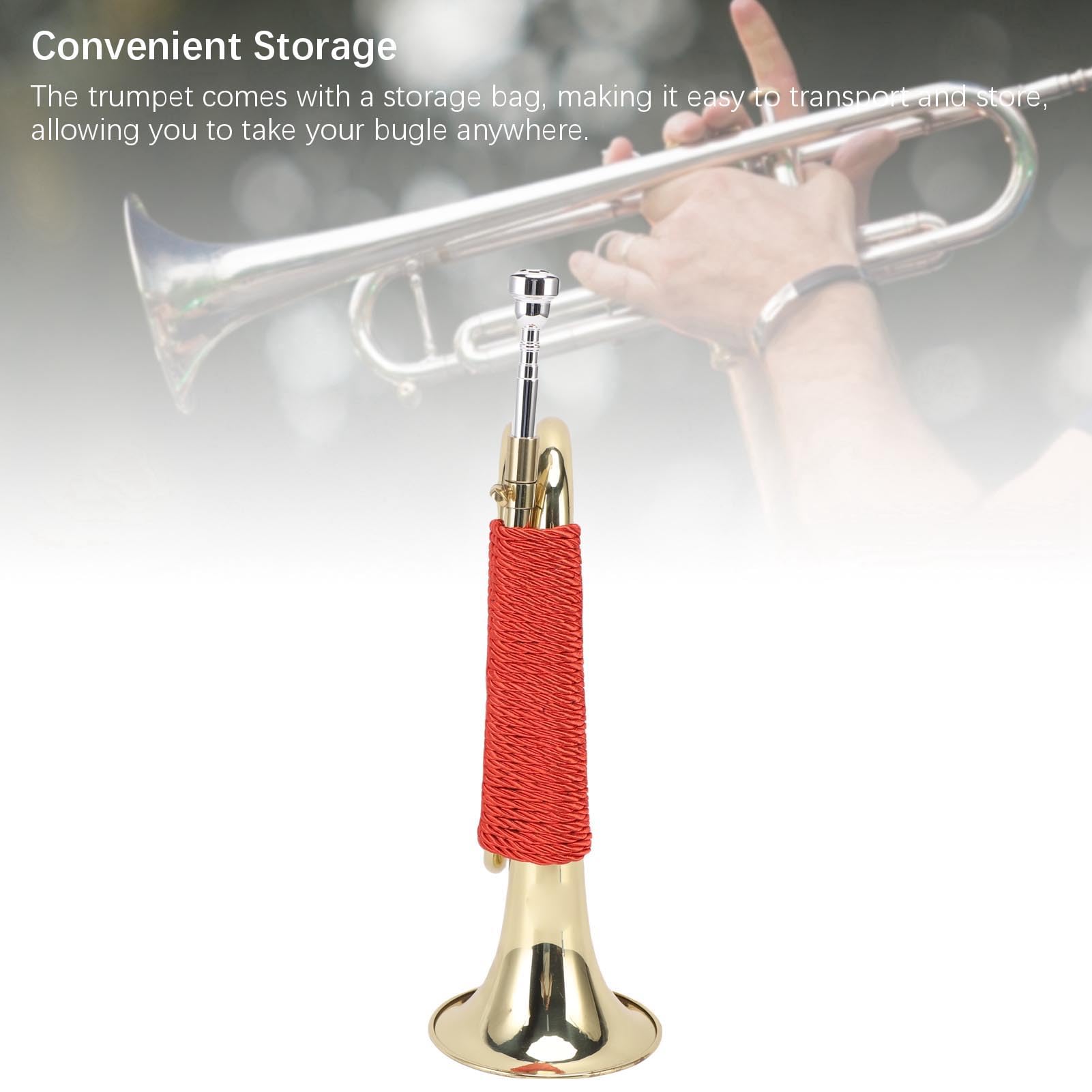 CHICIRIS Messing-Signalhorn, Vergoldet, Trompete mit Klarem Klang und Rot Geflochtenem Griff, Signalhorninstrument für die Ehrengarde der Sommercamp-Schulband