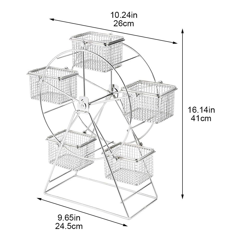 Plateau De Service Pour Amuse-gueules, Présentoir Rotatif En Forme De Grande Roue Avec 5 Paniers Métalliques Pour Présenter Des Fritures, Des Friandises Des Desserts, Ainsi Que Des Amuse-gueules