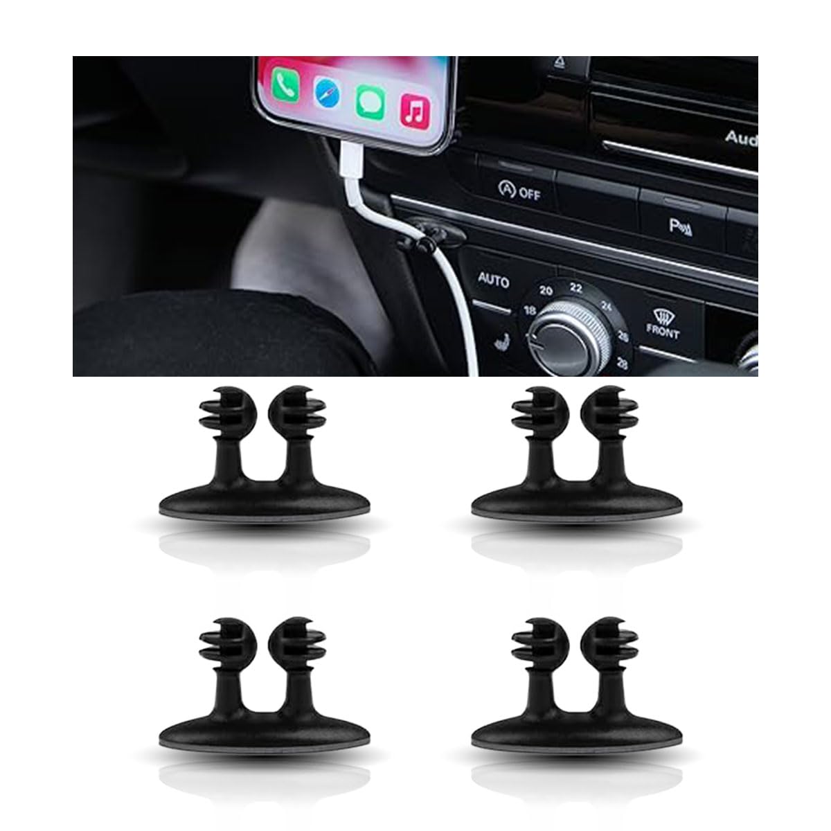 4PCS Car Cable Clips USB Cable Line Clip Holder for Car, Durable Strong Adhesive Cord Cable Holder Wire Organizer, Cord Organizer Cable Management Wire Holders for Cords