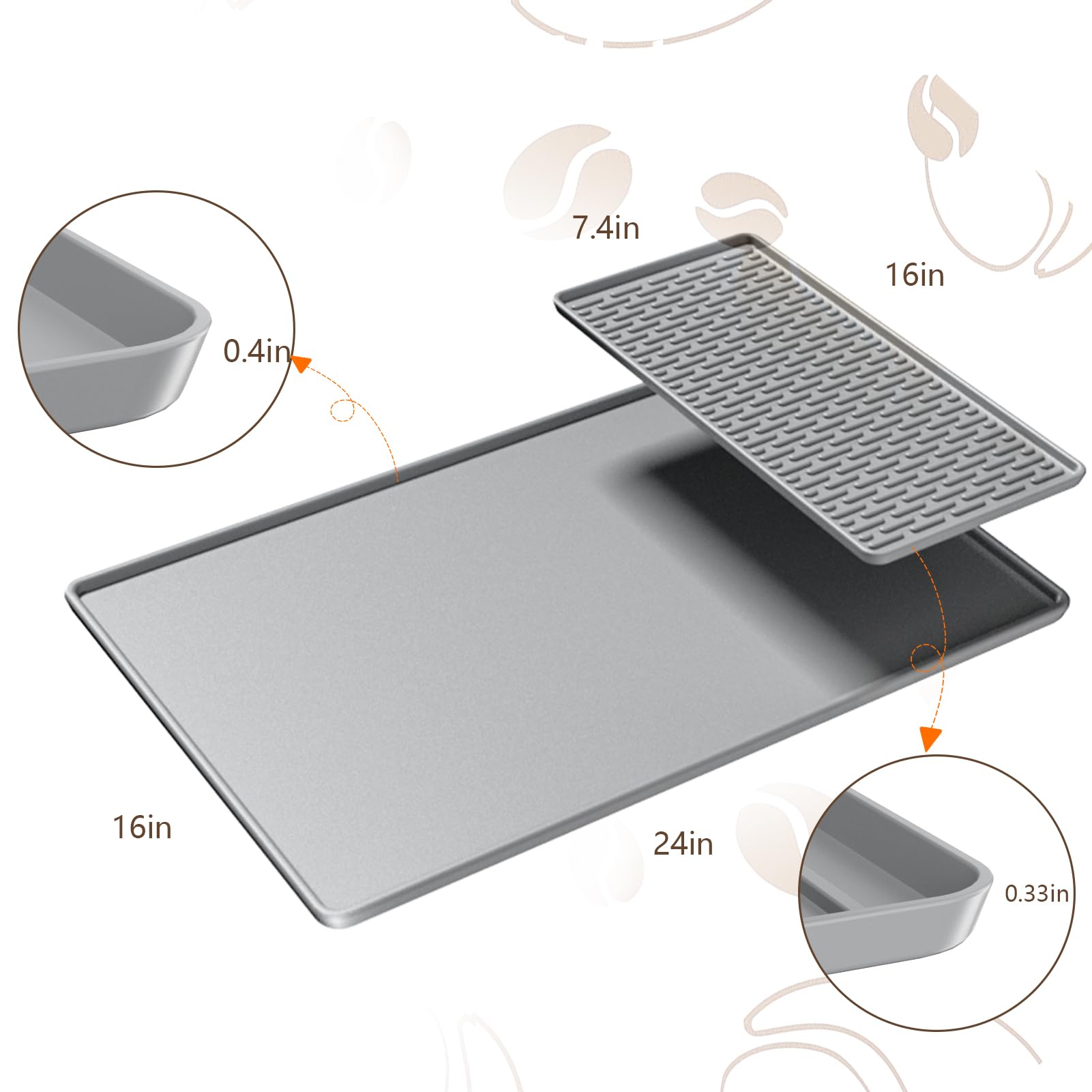Tapis de café en silicone avec bord convexe, facile à nettoyer, résistant à la chaleur, pour comptoir, convient pour bar, vaisselle