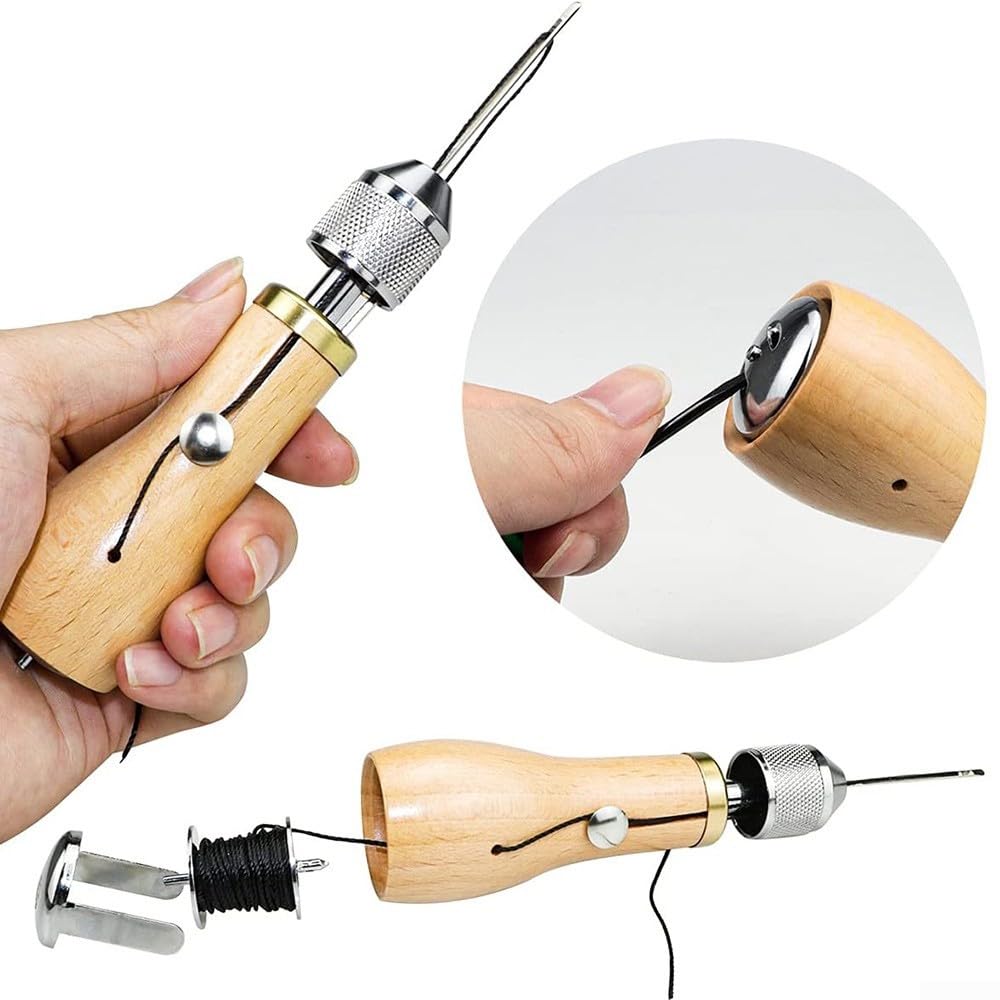 Speedy Stitcher Leder-Nähset – Mit Kupfergriff, 6 Nadeln, Für Schuh- & Lederreparatur
