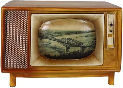 Ebros Gift Juego de caja de televisión rectangular retro vintage de 6.75 pulgadas de largo, juego de caja de televisión con moneda de dinero, caja