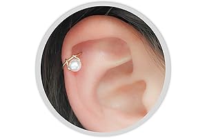 Gold Pearl Hoop Cartilage Earrings For Women