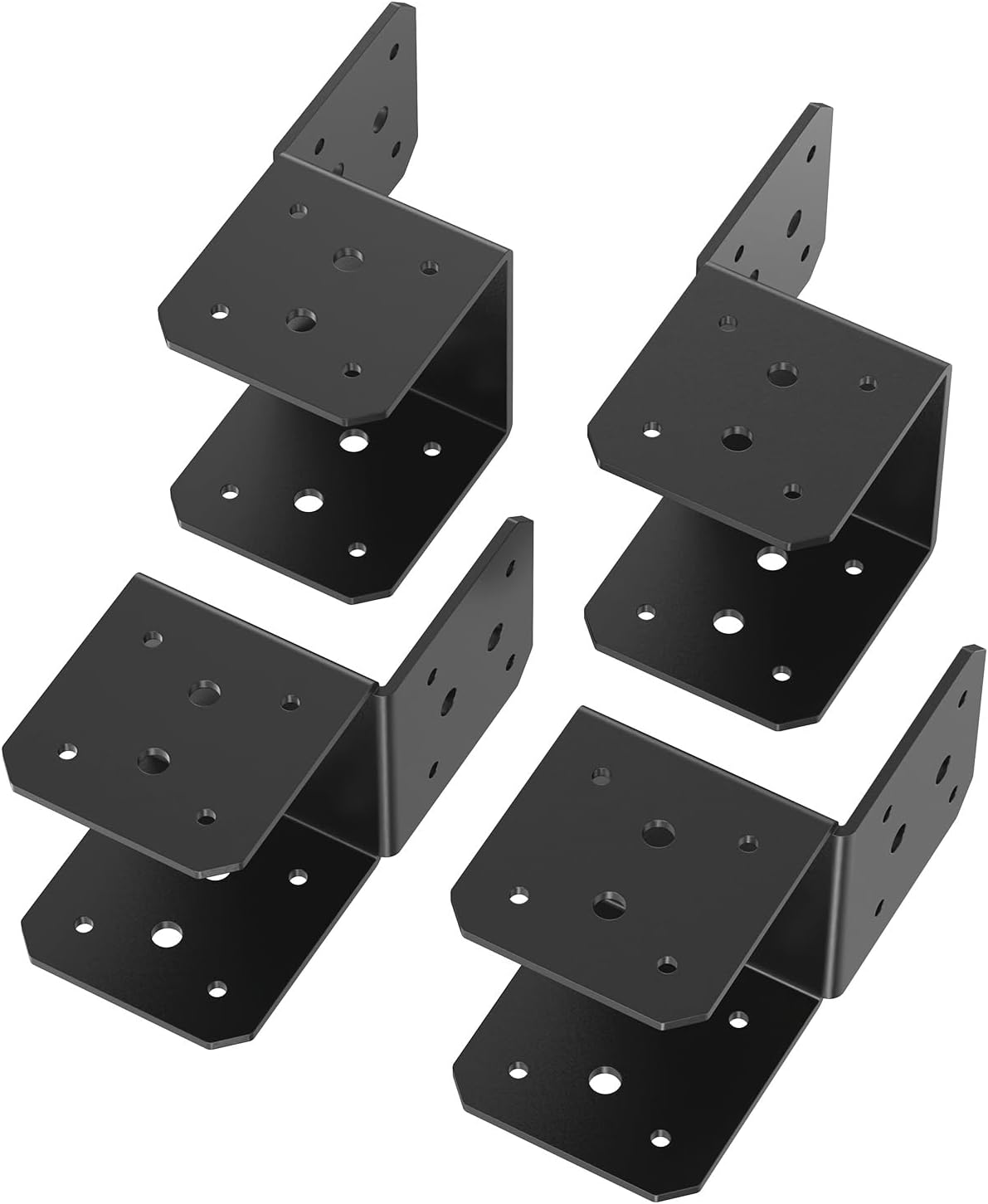 Heavy-Duty Joist Anchor Connectors, 4x4 Post Caps Tie Brackets, Post Anchor Connector for Wood Gazebo, Deck & Porch, Truss to Beam (Black-4 Pcs)
