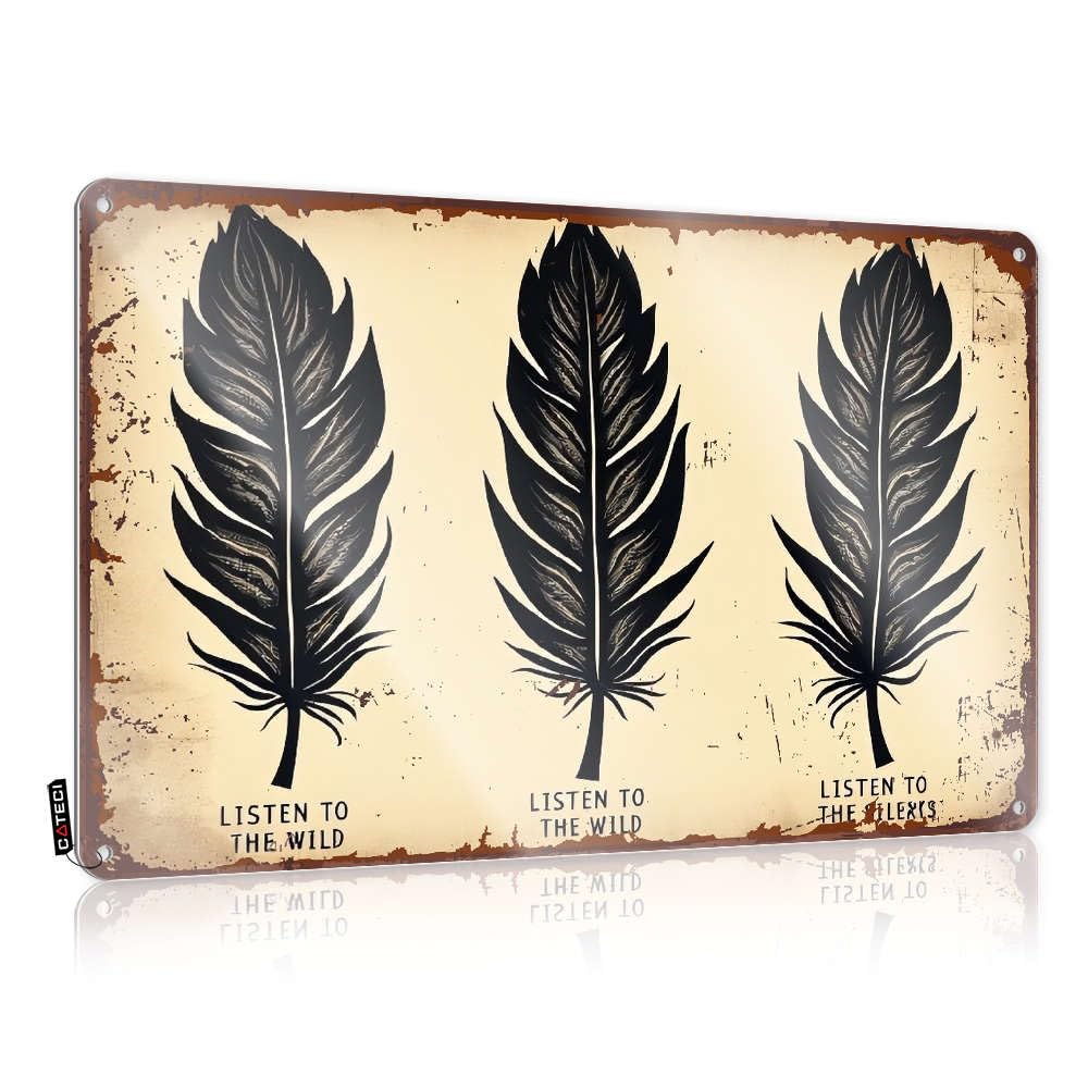 Fzfn Colour Rustic Poster Rustic Wall Poster, Funny Desk Decor Funny Quote Design For Scoreboard Garage | Soft Area Anti-Rust Metal Listen To The Wild Whispers(30X40cm)