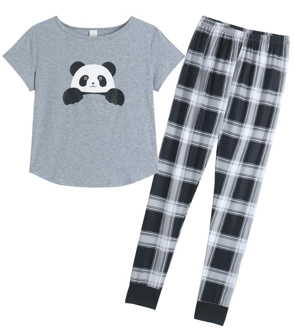 YIJIUWomen's Summer Cute Cartoon Print Top and Pant Pajama Set Lounge Sleepwear