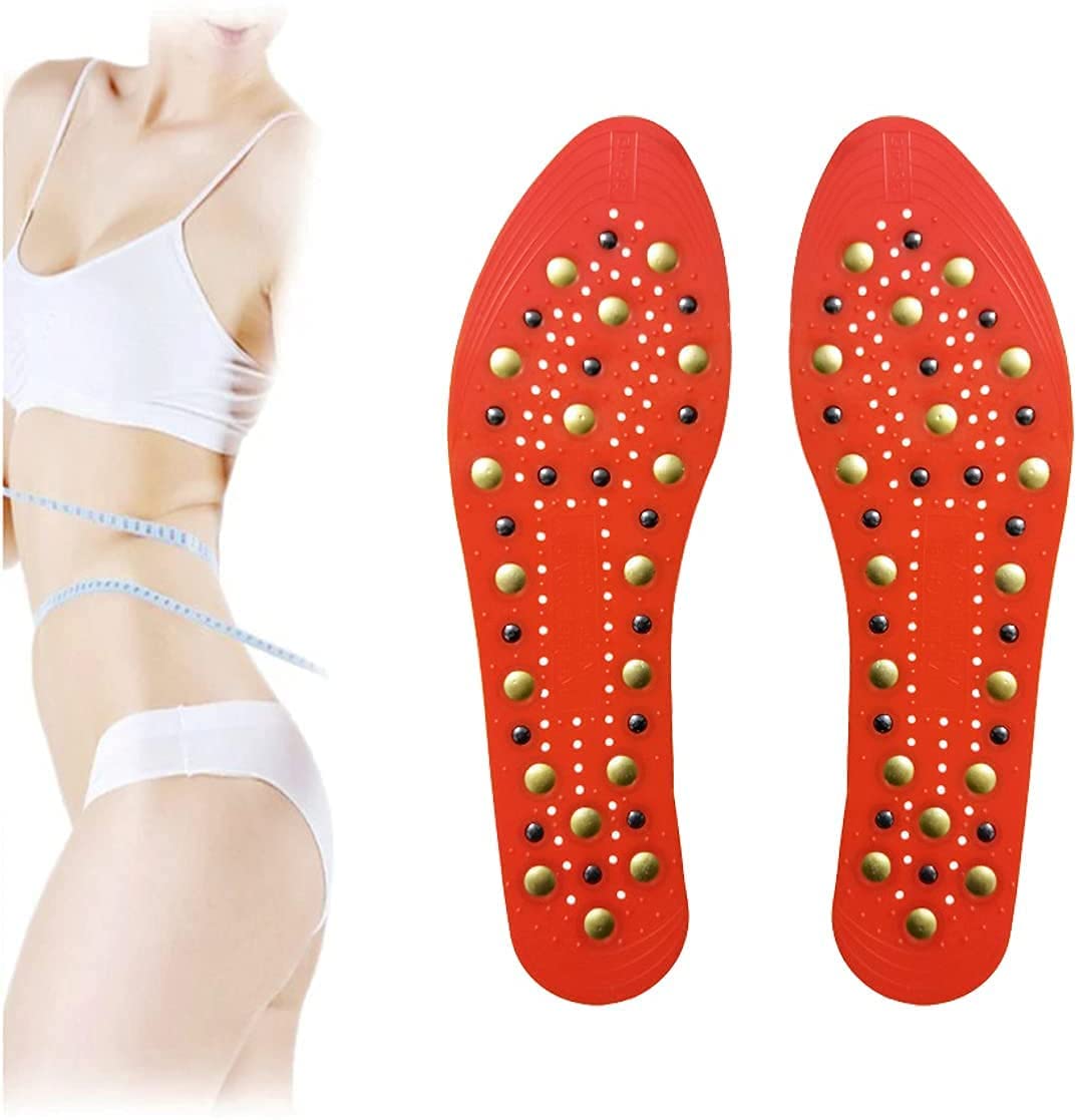 Solette per Scarpe, Solette Ortopediche for Scarpe, Solette massaggianti for, ammortizzanti, Traspiranti, Supporto dell'Arco Plantare, Massaggio agopuntura(Red,3 Pair)