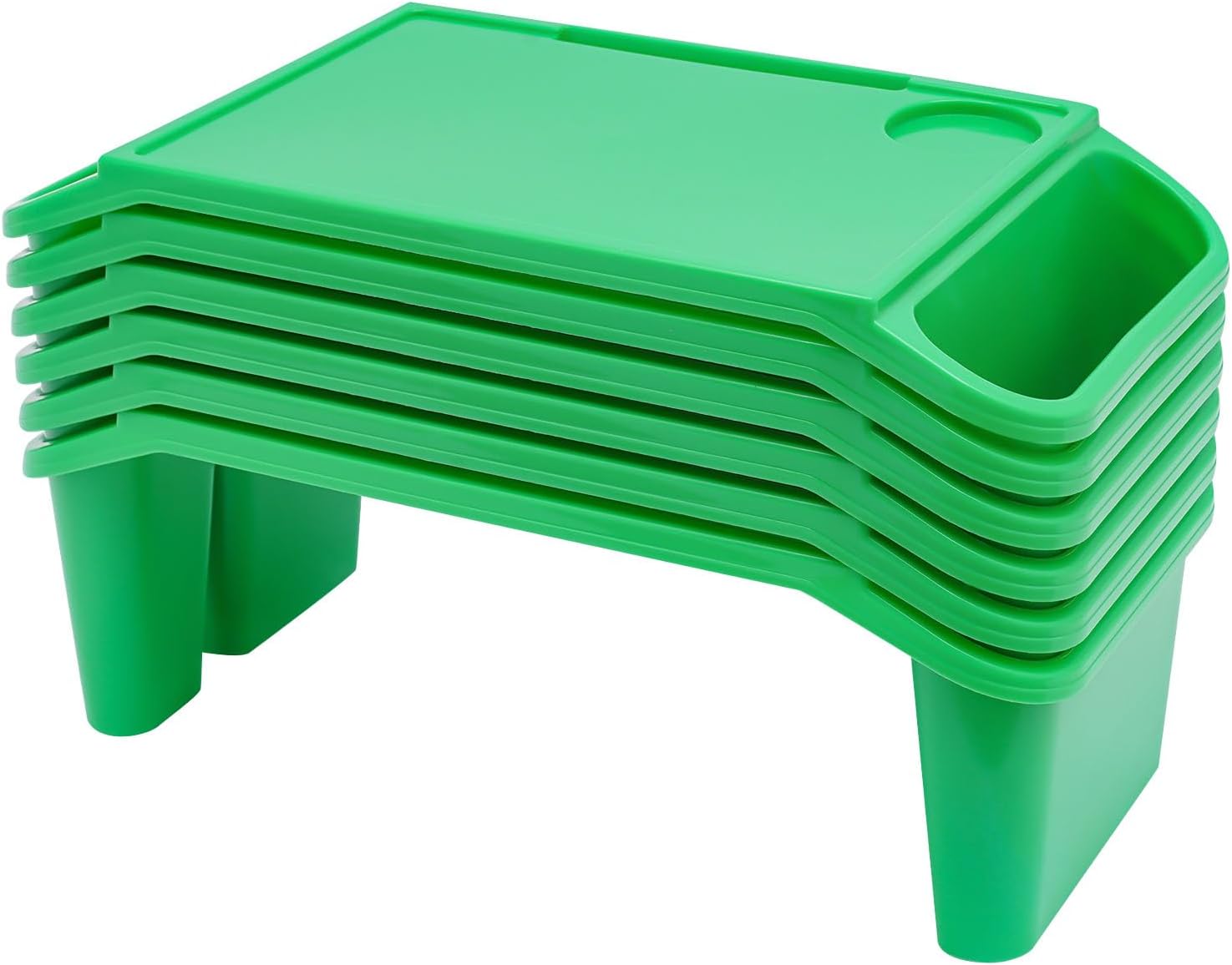 CNCEST 12Pcs Kids Lap Desk Tray, Plastic Breakfast Laptop Trays with Side Pockets