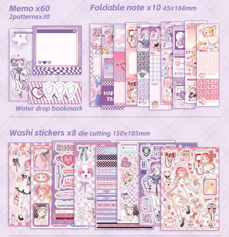 Image of GDNK Scrape Book Kit Scrapbooking Kit Vintage Journal Scrapbook Pack DIY Paper Stickers, Craft Kits Notebook, Collage Album Aesthetic Sticker Journaling Scrapbook Photo Album (Purple Fantasy Games)