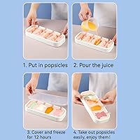 Vista 5 de Juego de 2 moldes para paletas de fresa, 4 piezas, moldes para hacer helados, moldes de helado congelados, accesorios de cocina, fácil liberación