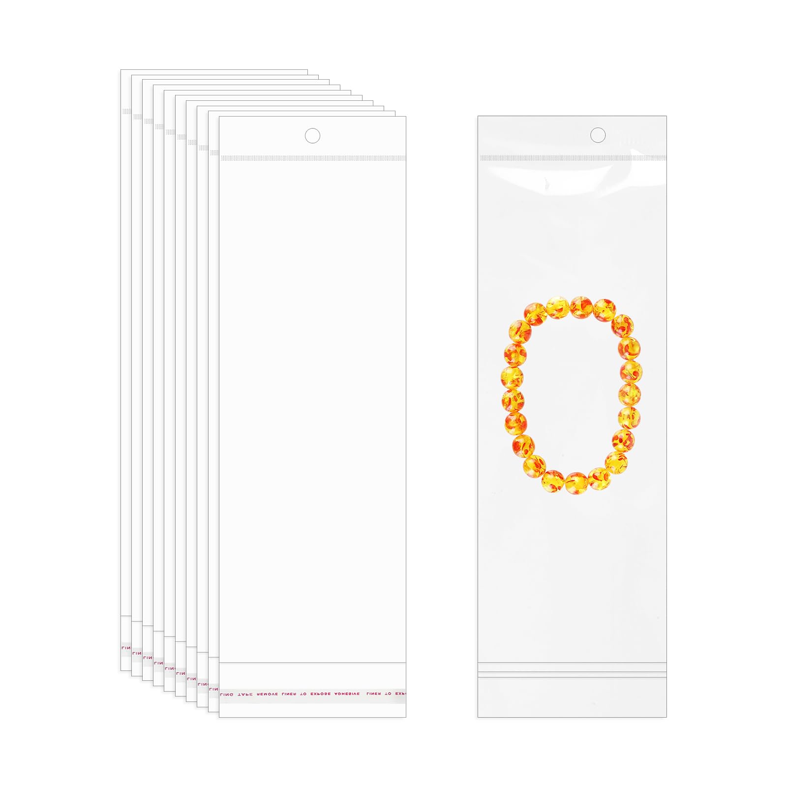 PATIKIL Self Sealing Bag with Hang Hole, (10" x 3.1") (300Pcs), Clear Resealable Plastic Storage Bags Suit for Packaging Necklaces/Jewelry/DIY