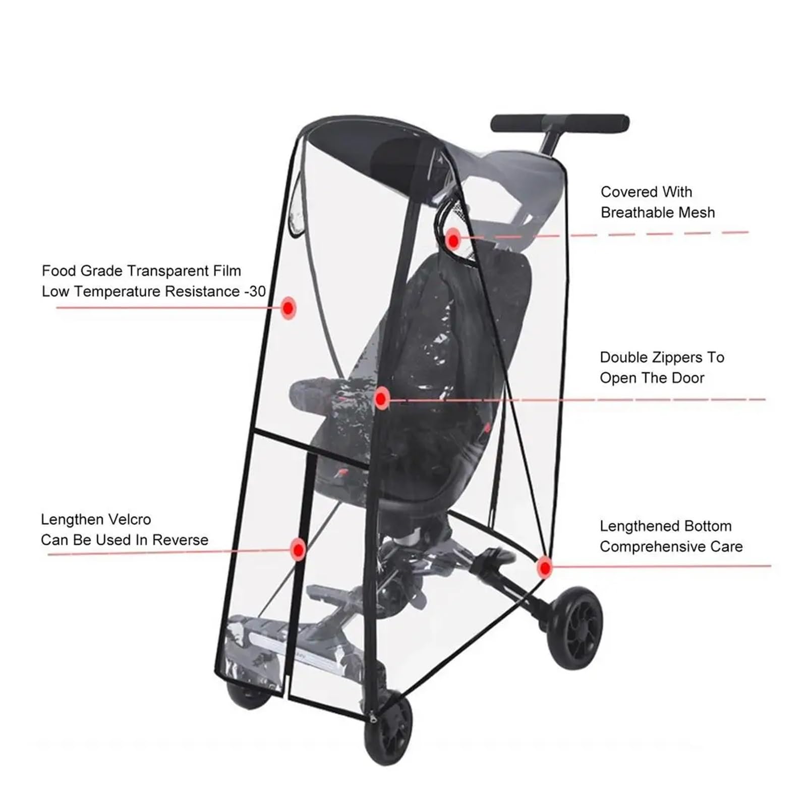 Copertura antipioggia for passeggino in EVA | scenario di utilizzo: protezione for passeggini da pioggia, vento, neve, freddo,