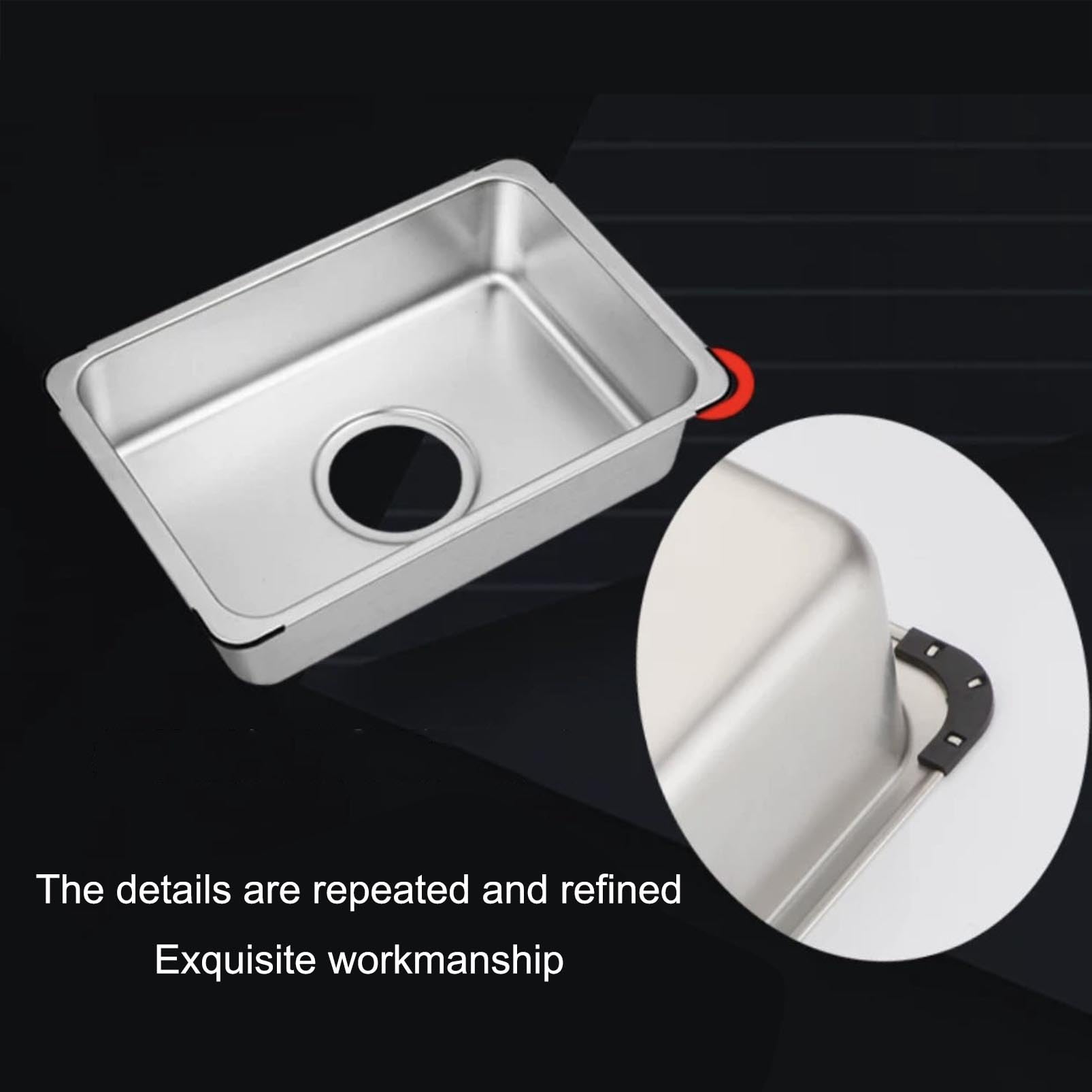 Genérico Lavabo de Mano de Acero Inoxidable, Fregadero utilitario Compacto | Fregadero de pared con soporte triangular, kit de drenaje completo y herrajes, ahorro de espacio para baño pequeño
