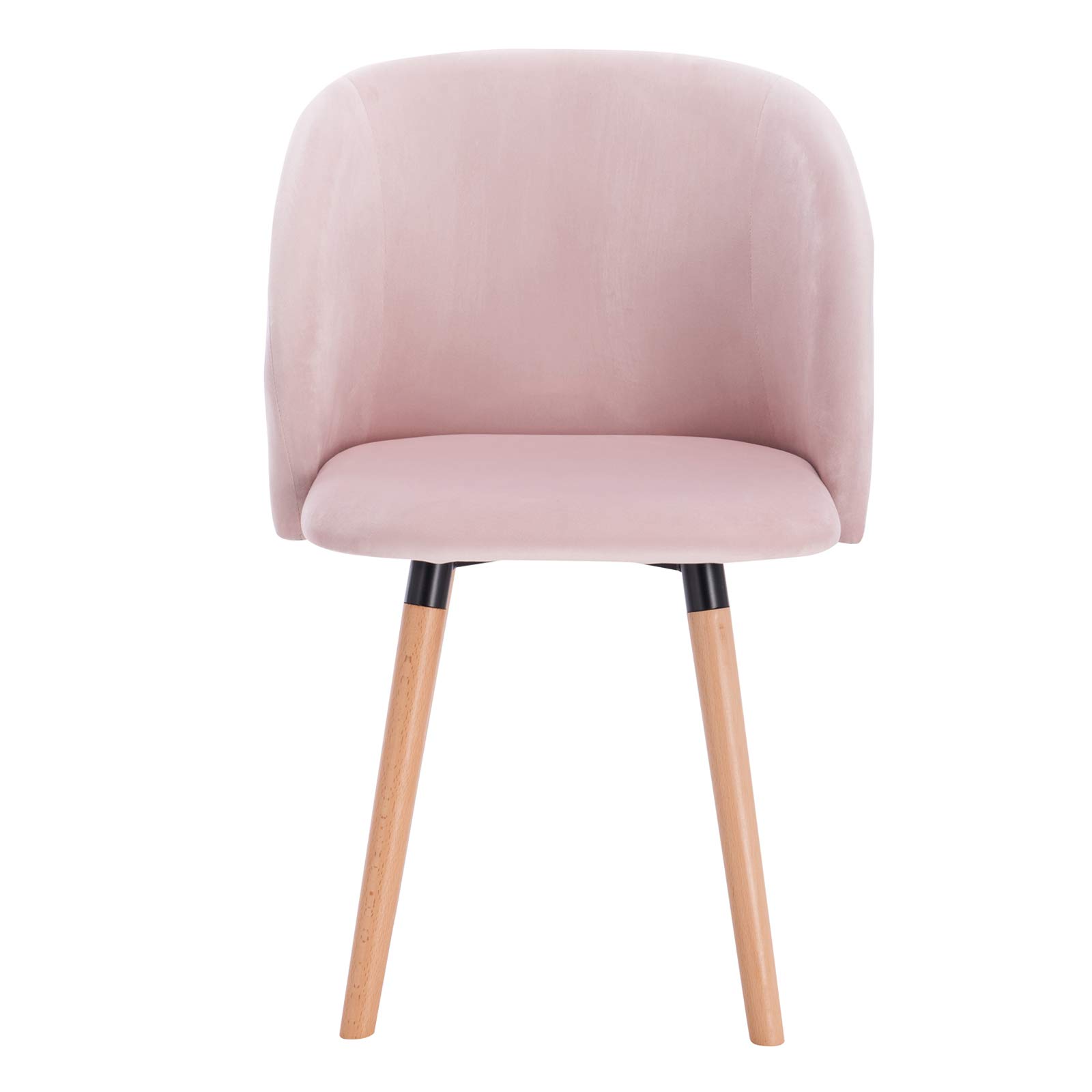 WOLTU Silla de Comedor,Terciopelo,Rosa | Tapizadas,Ergonómicas con Respaldo y Brazos para Salón y Dormitorio, Estilo Nórdico, Patas de Madera
