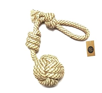 The Dogs Company Natural Ball Tug Rope Chew Dog Toy, Adult Dogs(18 Inch)