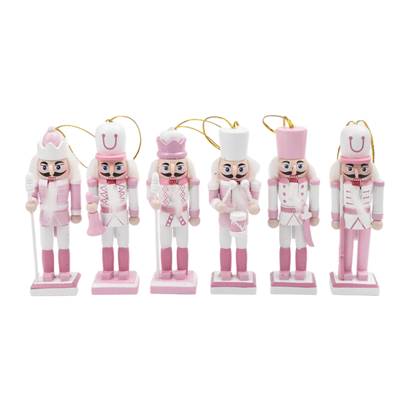 Kalttoy Christmas Farmhouse Soldier Doll Ornament Set Wood Christmas Farmhouse Wood Hanging Fine Ornament Tree Decoration