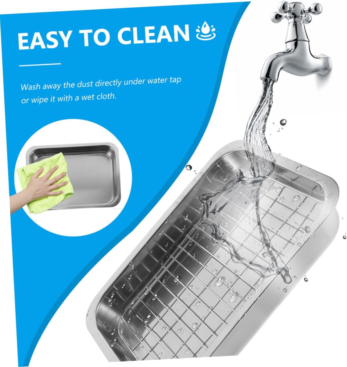 1set Stainless Steel Baking Tray Rack Rectangular Ovenware Dish for Baking Cakes Desserts and Snacks Easy to Clean Space-saving Design Dimensions