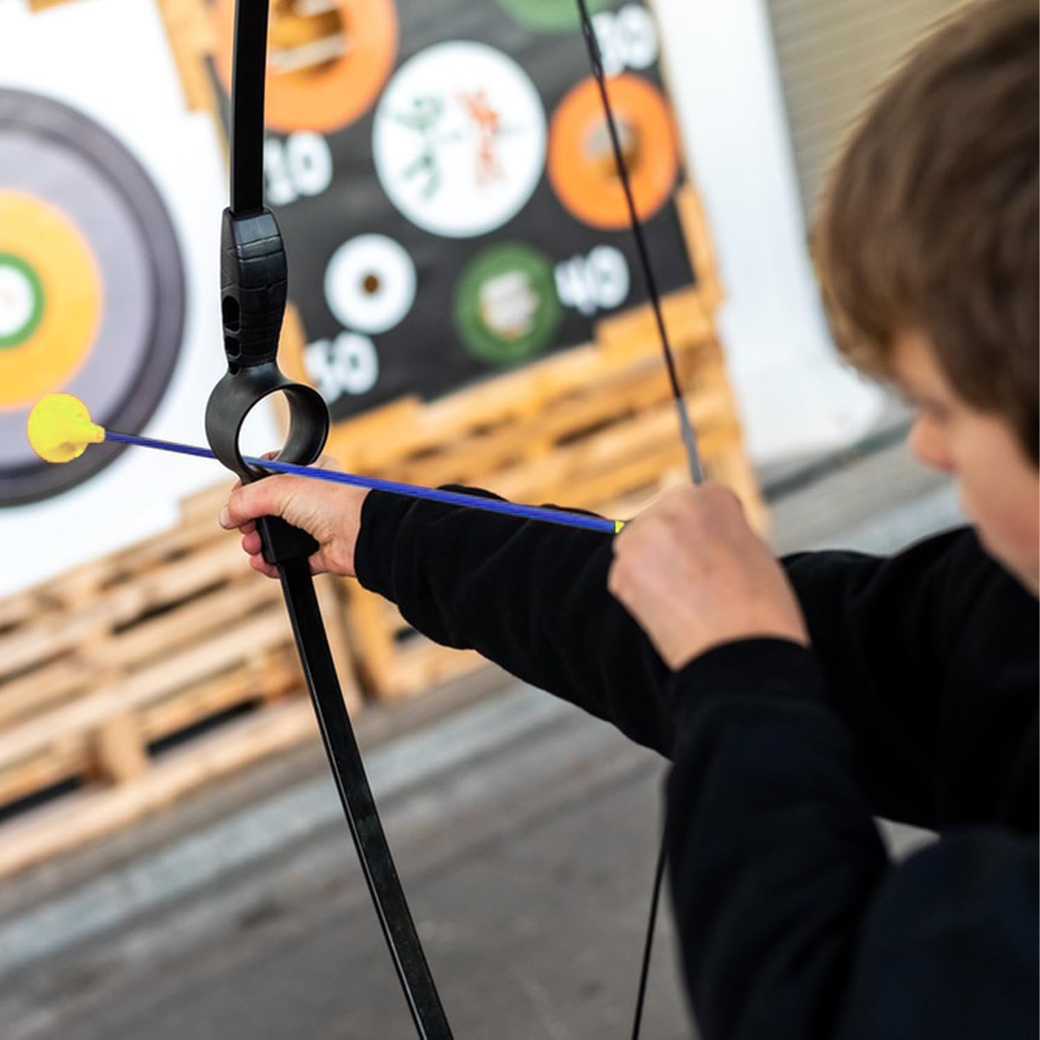 Voarge 12 pièces de flèches à ventouse de rechange pour jouet de tir à l'arc avec flèches de rechange en plastique pour garçons et filles entraînement au tir