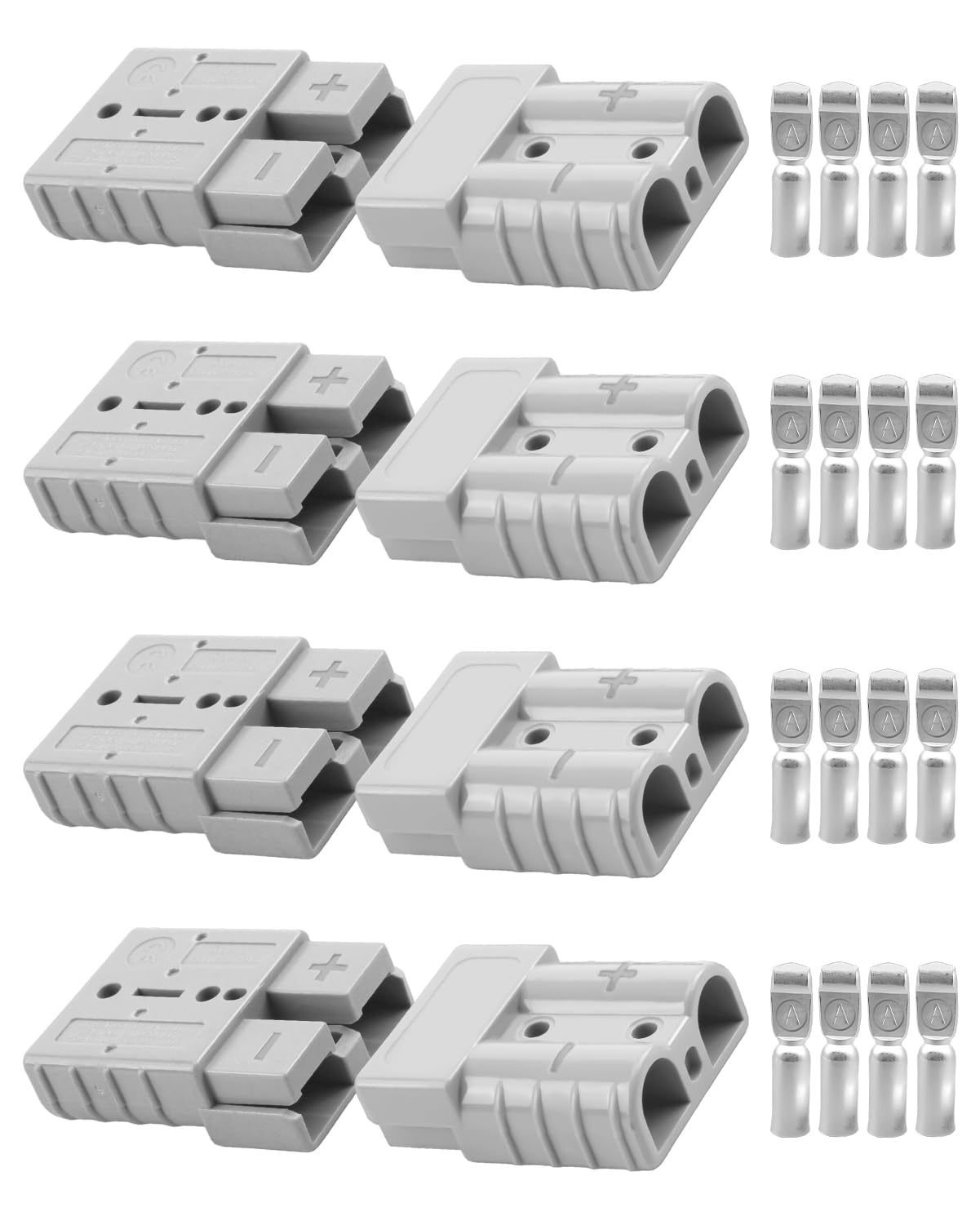 8Pcs 50A Quick Connector Battery Connectors for Anderson Plug Powerpole, 50 Amp 600V Quick Disconnect Connection with Copper Terminal 6AWG AC/DC Power Tool Electric Forklifts Vehicle