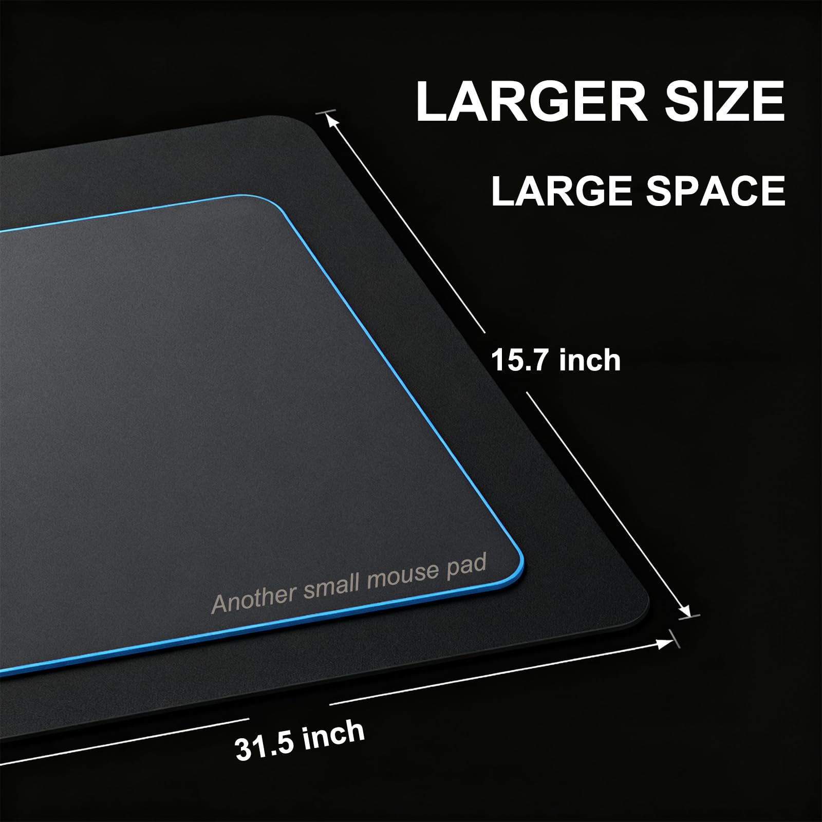 Tappetino per mouse da gioco XXL (80 x 40 cm), extra large, antiscivolo, superficie liscia, tappetino per mouse per giocatori, PC, ufficio, tastiera e mouse, nero