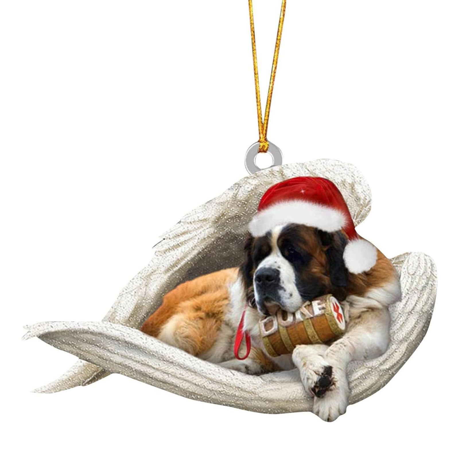 KAQNTUD Car Interior Decoration Shatterproof Acrylic Angel Dog Hanging Ornament for Christmas Tree Wreath Vehicle Interior Shatterproof Christmas Hanging Ornament