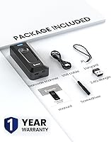 Vista 9 de Eyoyo Escáner de código de barras Bluetooth 2D inalámbrico con clip, batería de 2000 mAh con indicador de nivel, mini lector de códigos de barras QR