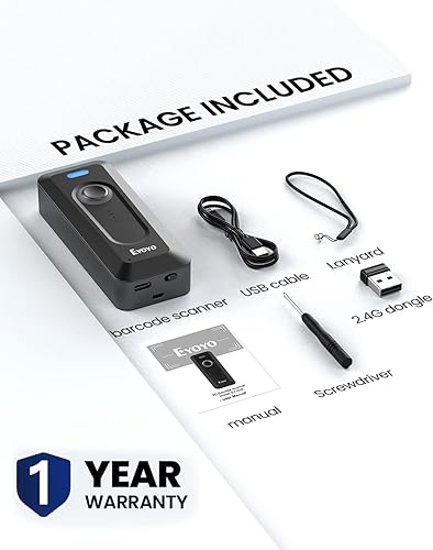 Miniatura 9 de Eyoyo Escáner de código de barras Bluetooth 2D inalámbrico con clip, batería de 2000 mAh con indicador de nivel, mini lector de códigos de barras QR