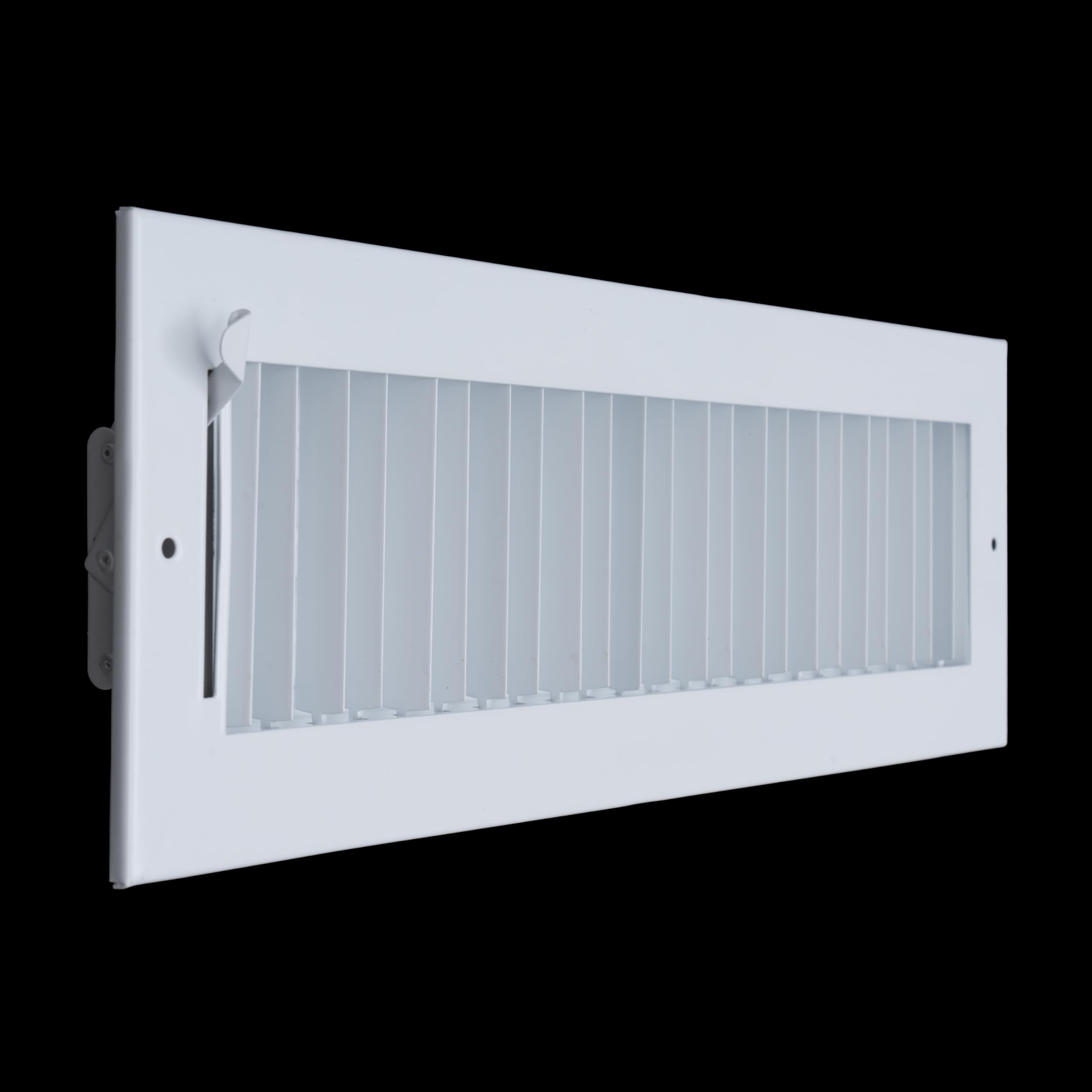 Handua 40,6 cm (l) x 10,2 cm (H) [Taille de l'ouverture du conduit] Grille d'alimentation en air réglable en acier | Grille d'aération pour paroi latérale et plafond | Blanc | Dimensions extérieures