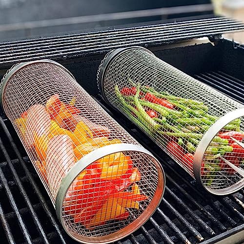 Recopilación de Chimeneas de parrilla disponible en línea. 41 Jaula para parrilla de barbacoa , cesta para asar a la parrilla , borde redondeado , acero inoxidable de alta resistencia , prevención de la corrosión , portátil para fiesta en...