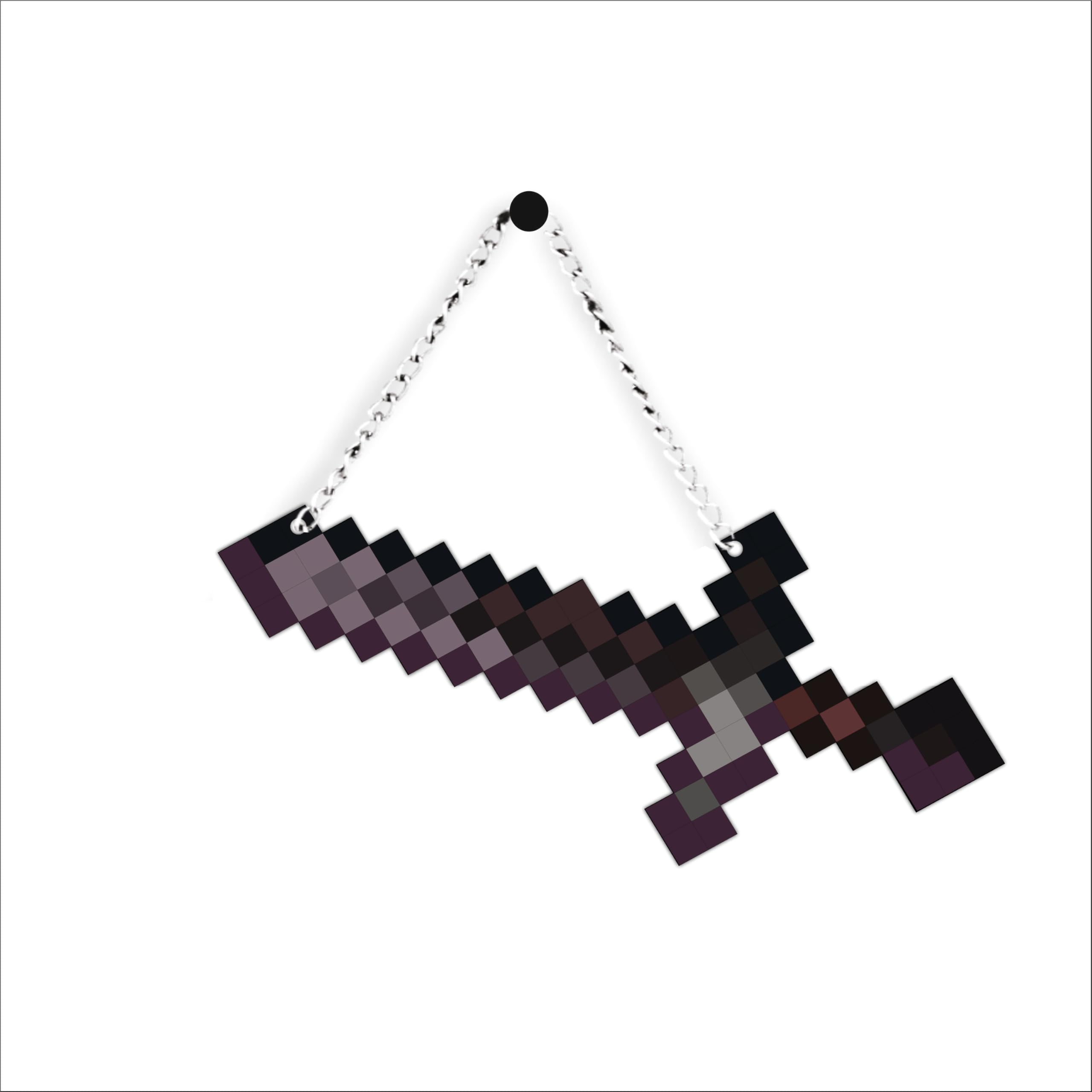 Pixel Style MDF Wooden Sword Decor | Block Design Wall Hanging Sword with Chain | Lightweight Display Prop | Gaming Room & Costume Decor | Multiple Colors (Iron, 10)-image-36