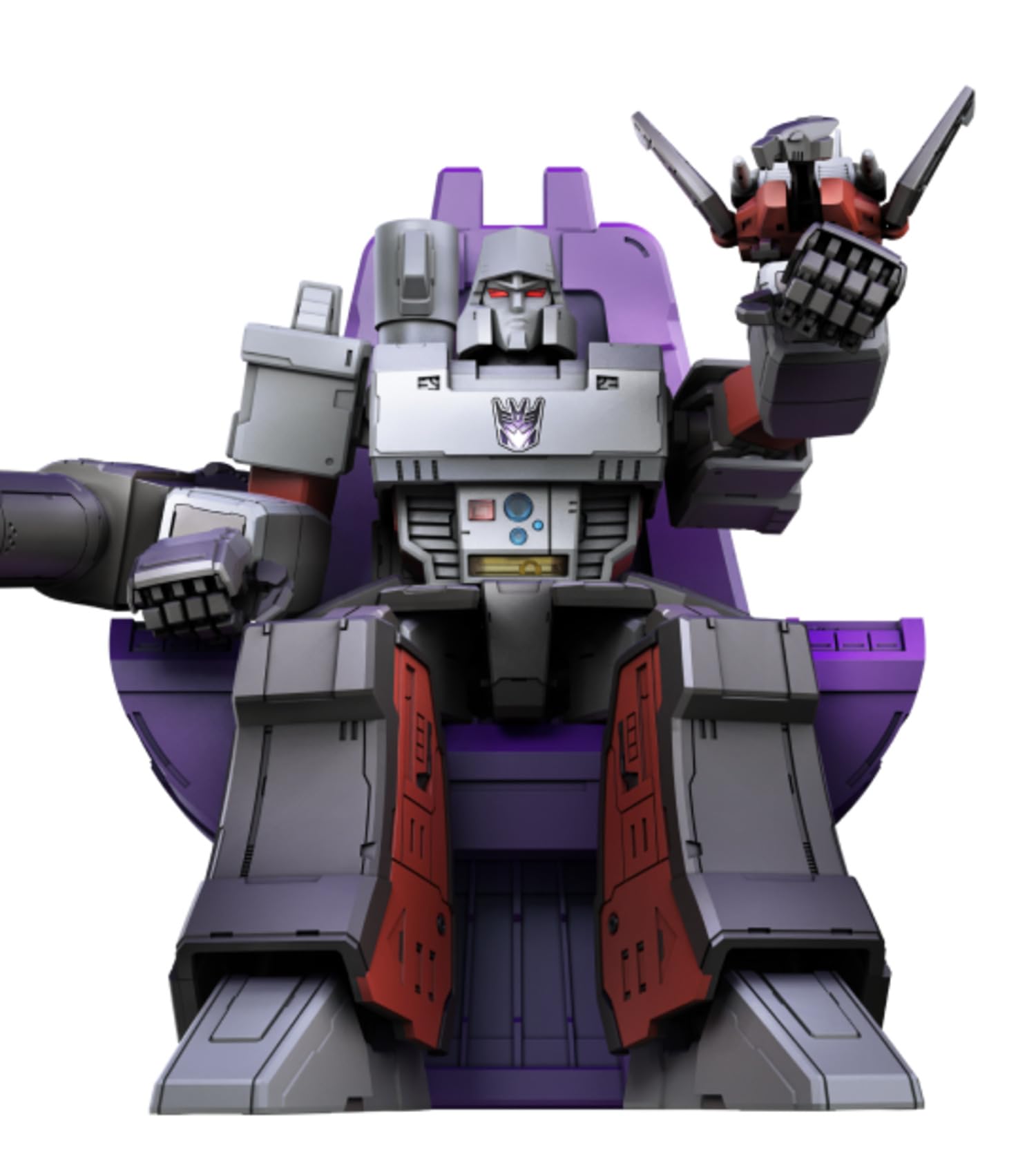 BLOKEES Transformers G1 Megatron Action Edition 02, zestaw modeli dla dzieci od 12 lat, robot 18 cm z 45 ruchomymi przegubami, funkcja oświetlenia, zestaw akcesoriów z tronem, model kolekcjonerski