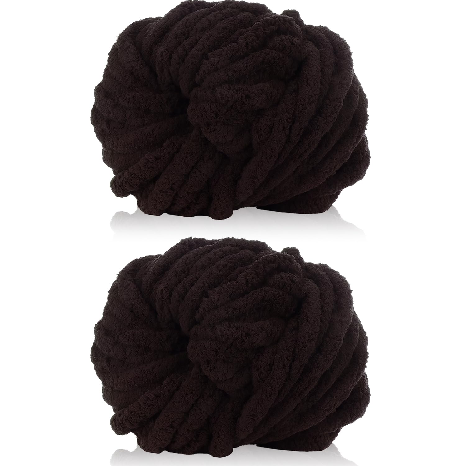Cnwinu 2 Pack Chunky Yarn,240g Chenille Yarn for Hand Knitting,Multi-Colored Soft Thick Wool,Super Chunky Wool for Knitting&Crocheting Blanket,Cushion,Pet Beds,Bags,Hats,Scarves(Coffee)