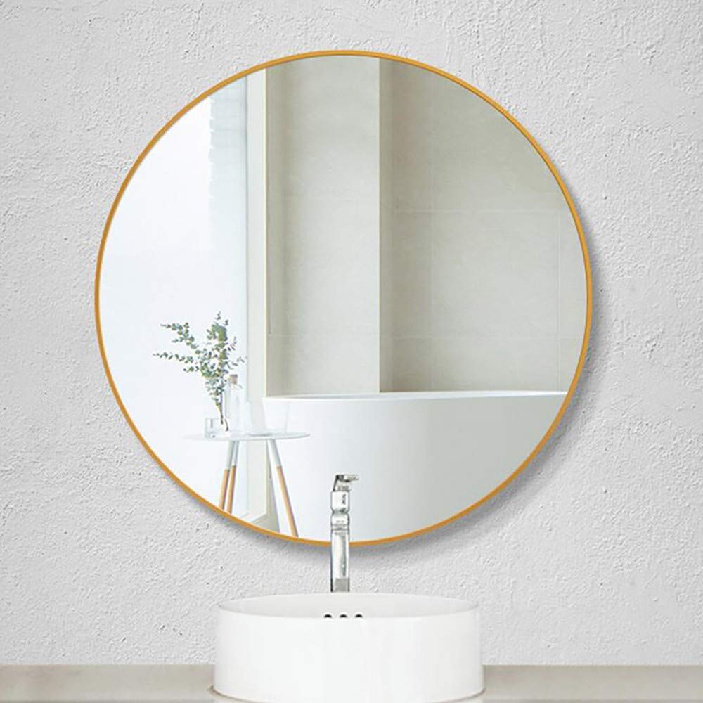 Baño Montado en la Pared Redondo Espejo- Enmarcado metalico Grande Espejos de vanidad Espejo de Aumento Ducha Espejo para maquillarse- Habitación Sala Pasillo,diámetro 50 cm
