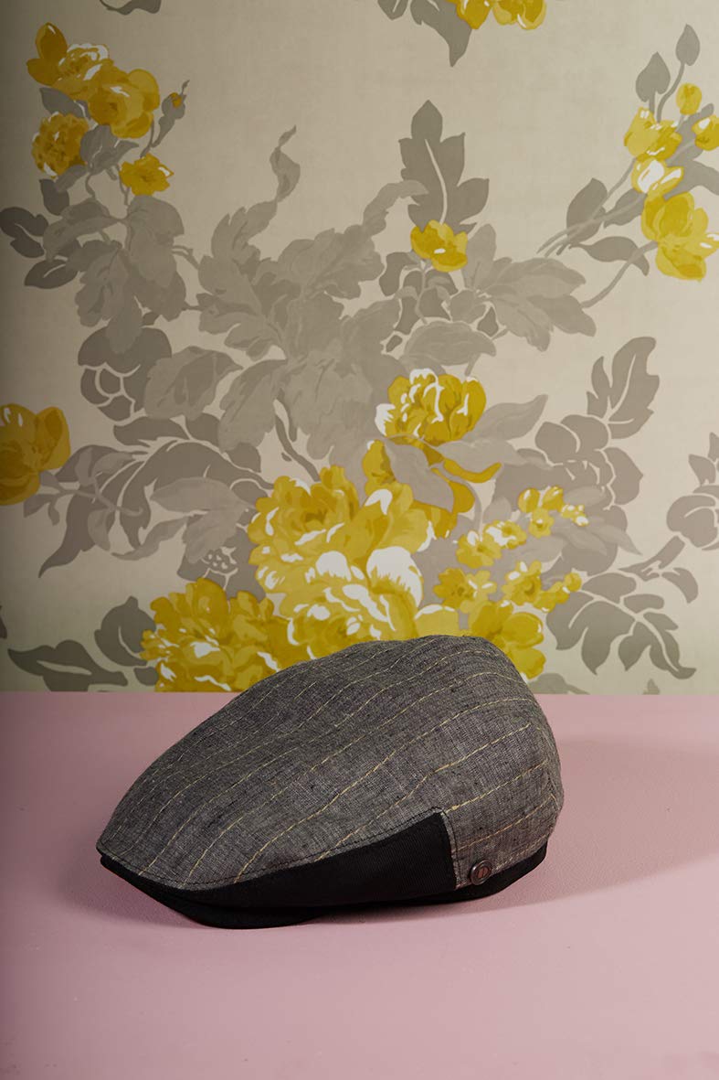 DASMARCA Mens Womens Stripe Linen Summer Flat Cap Cabbie - Jude Ash XL