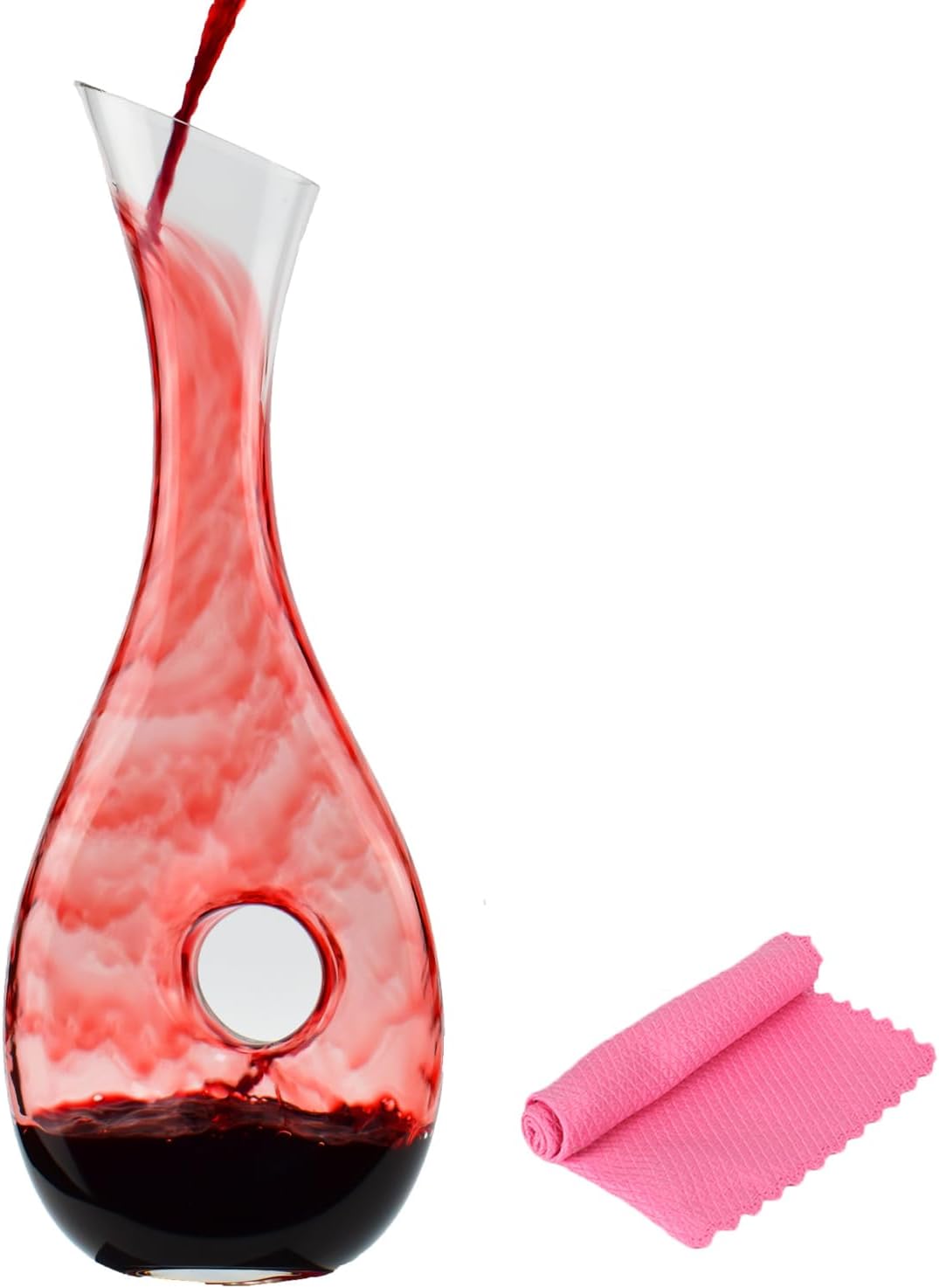 Wine Decanter – Crystal Glass Wine Carafe，40oz Lead-Free Crystal Red Wine Decanter Set,Hand-Blown Glass Wine Gifts