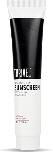 ThriveCo Water-based Sunscreen | Broad Spectrum & Spf 50 Pa++++ | UV A & UV B Protection | With Dewy Finish | Sweat-resistant, Non-sticky & Highly...