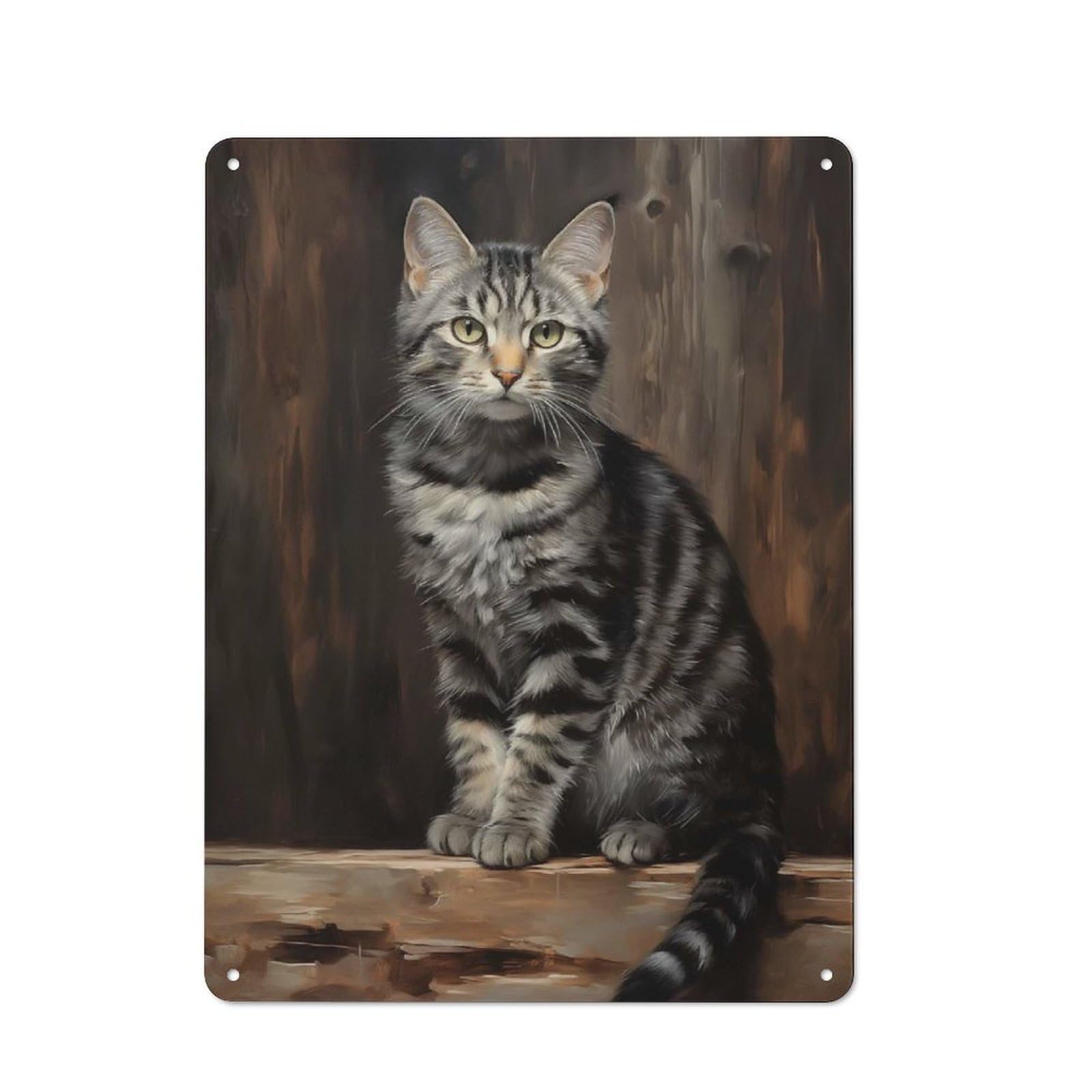 Junmoney Style-16 40X30cm Vintage Metal Sign With American Shorthair Cat For Studio Or Craft Room, For Vintage Wall Decor Fans, For Metal Sign Collectors