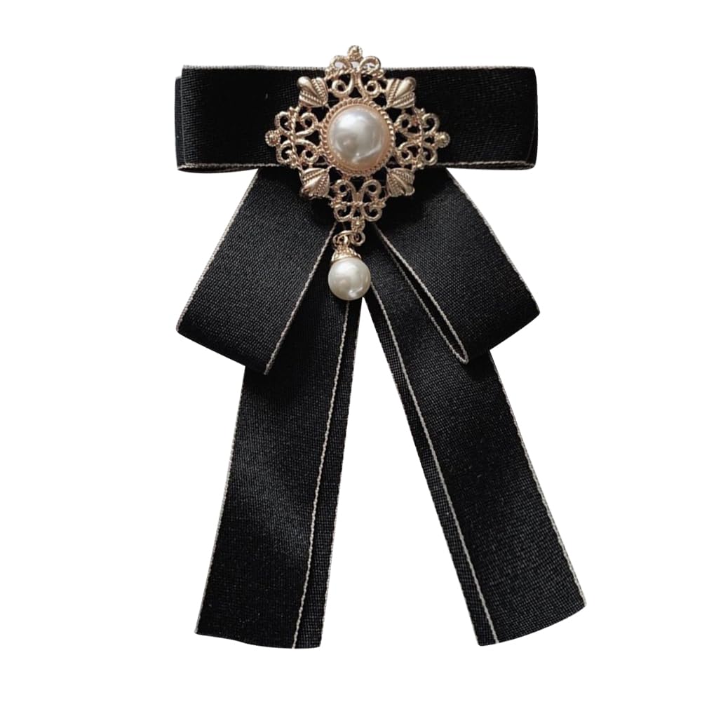 Rhinestone Retro British Style Pre-tied Adjustable Fabric Ribbon Bow Tie for Women Men Uniform Necktie Bownot