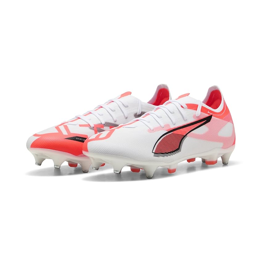 PUMA Ultra 5 Match Mxsg, Soccer Shoe Unisex - Adulto, Puma White Puma Black Glowing Red, 46.5 EU