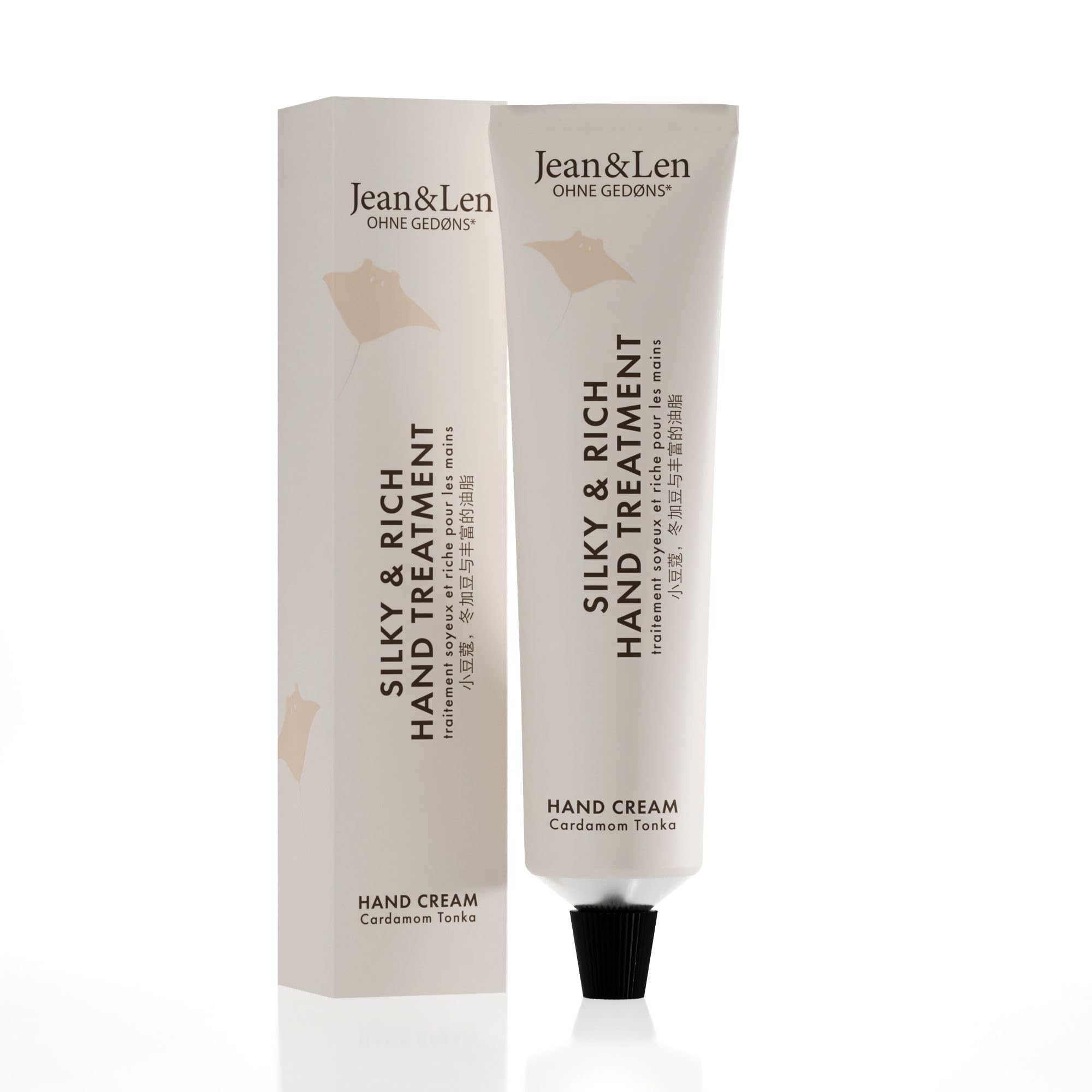 Jean & Len Silky & Rich Treatment Cardamom & Tonka, 100% recyclable aluminum tube (without lid), rich hand cream, ensures soft hands, without parabens & silicones, vegan, 2.54 Fl. Oz.