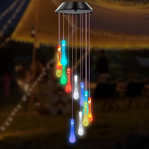 Bolunlun Campanillas de viento solares, luces decorativas de jardín que cambian de color, es el mejor regalo para mamá, abuela, niños