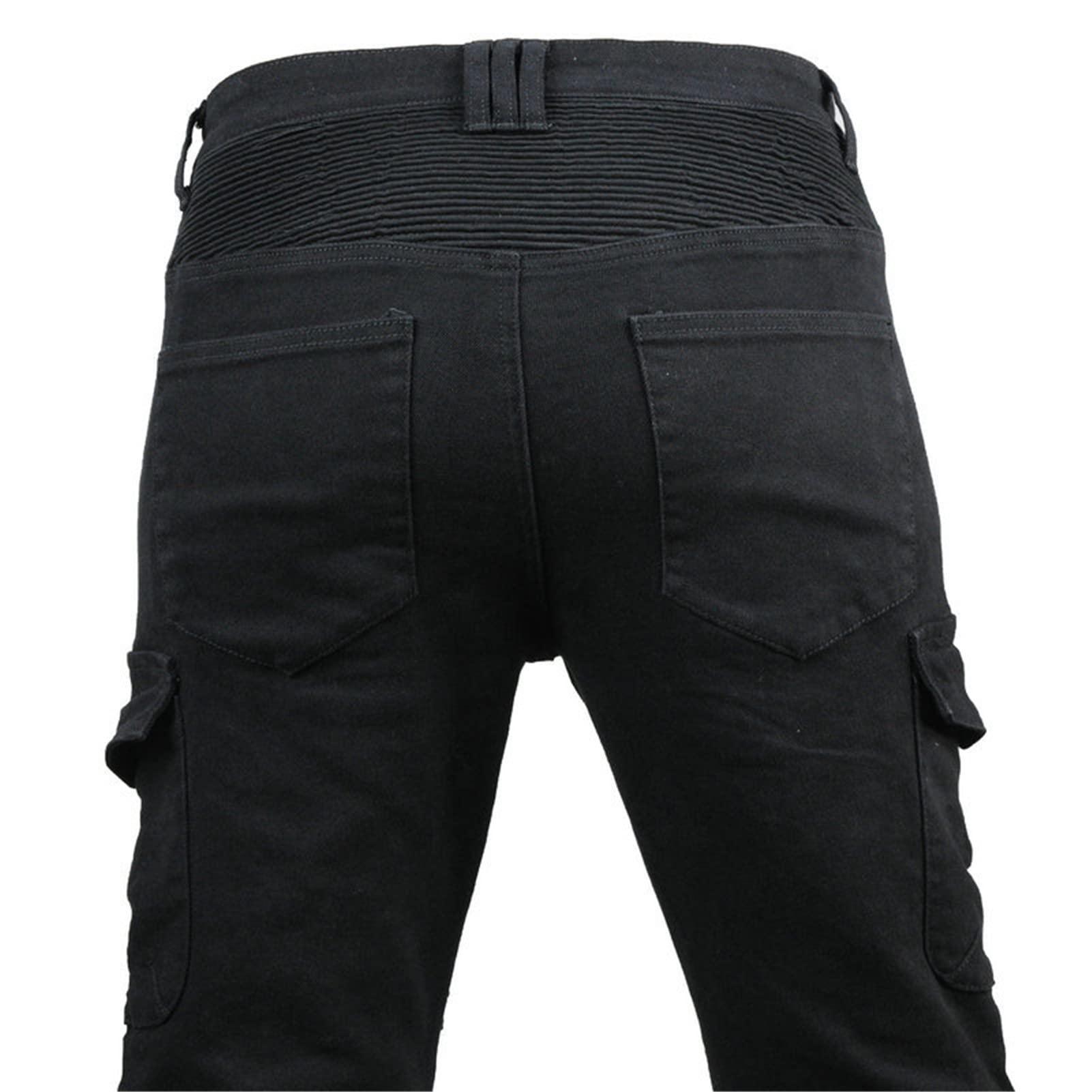 BEDSETS Pantaloni da moto Pantaloni protettivi, Pantaloni da motociclista da moto da uomo - Pantaloni jeans realizzati con aramide con armatura protettiva CE (Nero,XXS)