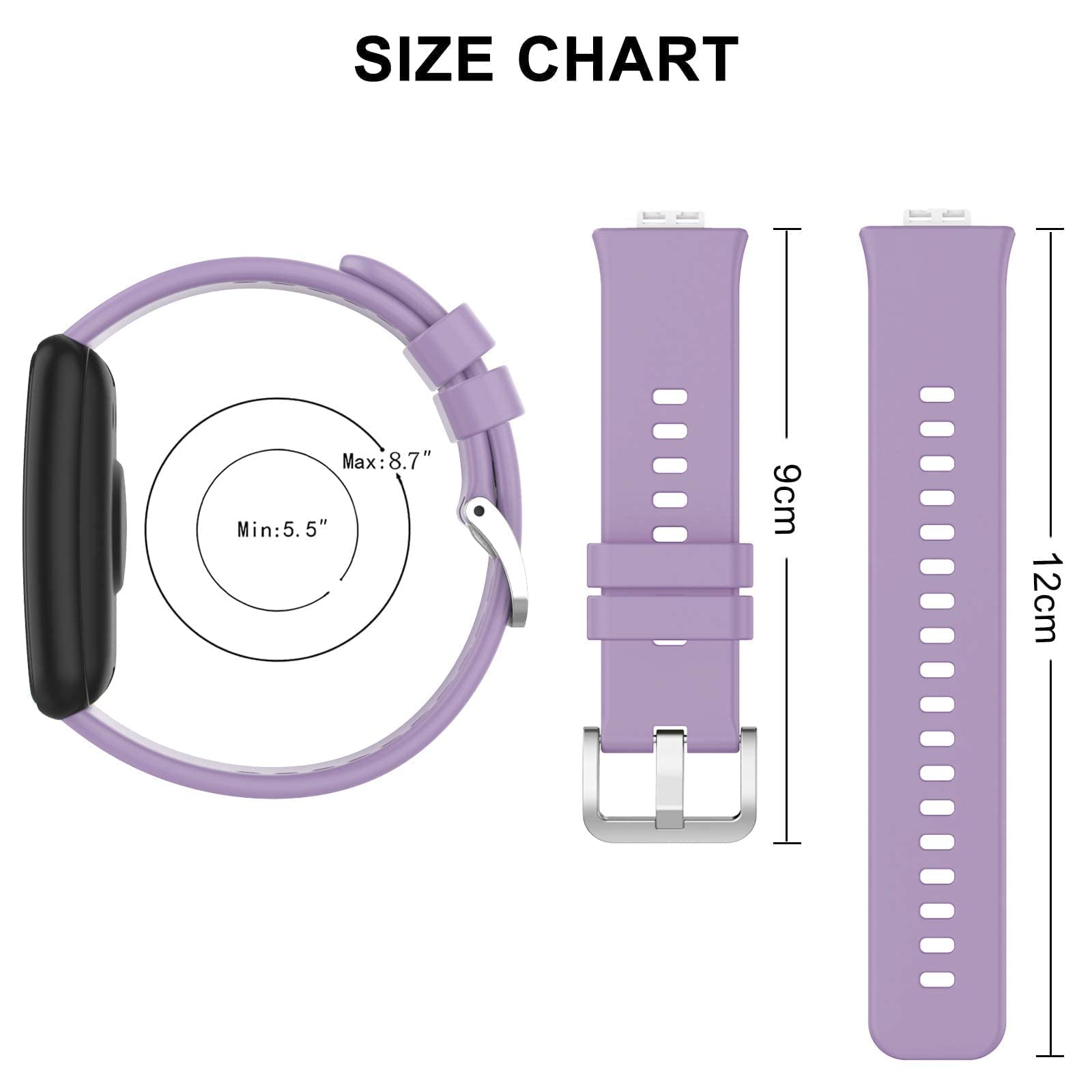 Wownadu Straps Compatible for HUAWEI WATCH FIT Strap Replacement for Women Men Silicone Sports WristBand Lavender Smart Watch Accessories,(No Watch) - Image 3