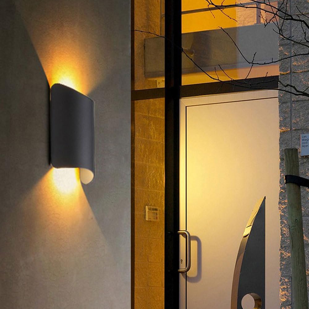 Außenwandleuchten, Moderne Außenwandleuchten aus Aluminium, wasserdicht, 8,7" rechteckige Verandabeleuchtung nach Oben und unten, Beleuchtung für Außenwandmontage, 3000K Warmweiß