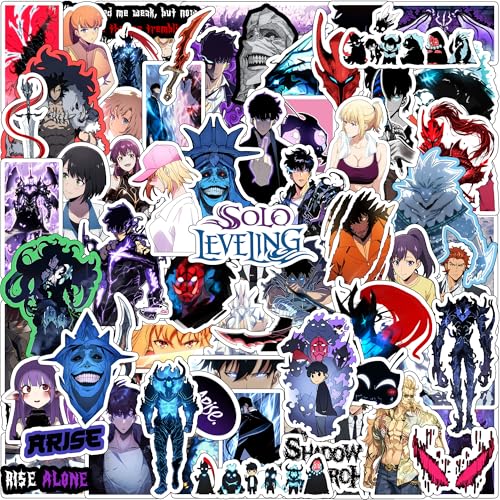 Image of Pack of 70+ Solo Leveling Stickers for Laptop, Phone Case, Guitar, Bike, Pc, Scrapbook etc. Waterproof Glossy Laminated Residue Free Anime Stickers