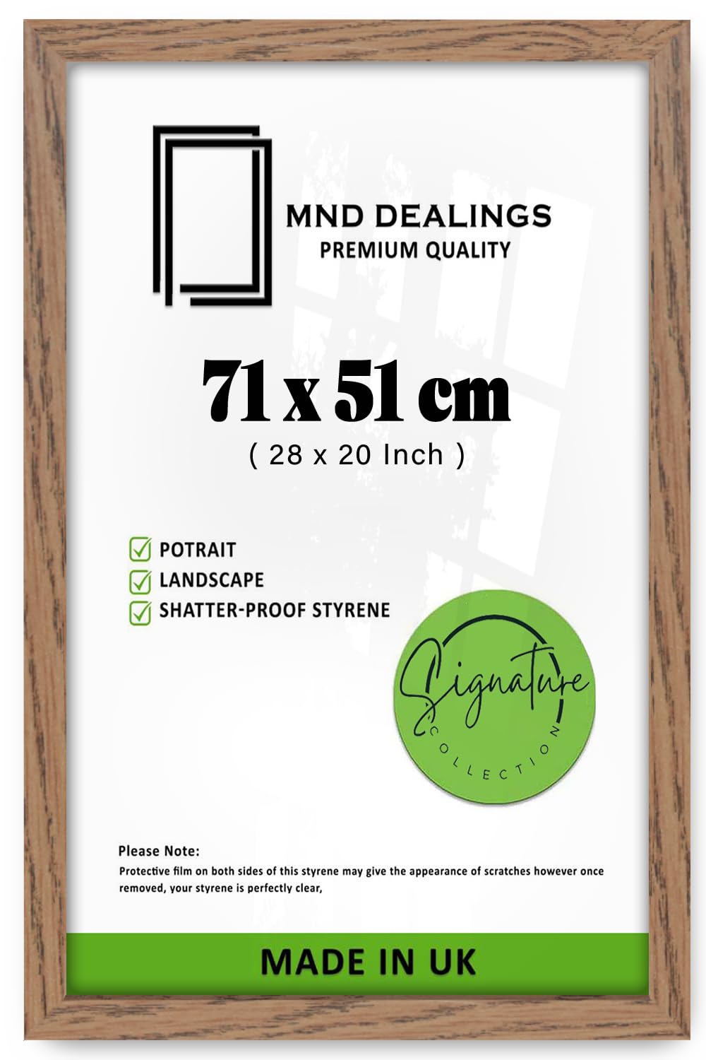 MND Dealings | Premium Dark Oak Picture Frame (71 x 51 CM) Horizontal/Vertical MDF Wood 2' 4" x 1' 8" Frame for Gallery Art Home Decor 28" x 20" [ Dark Oak ]