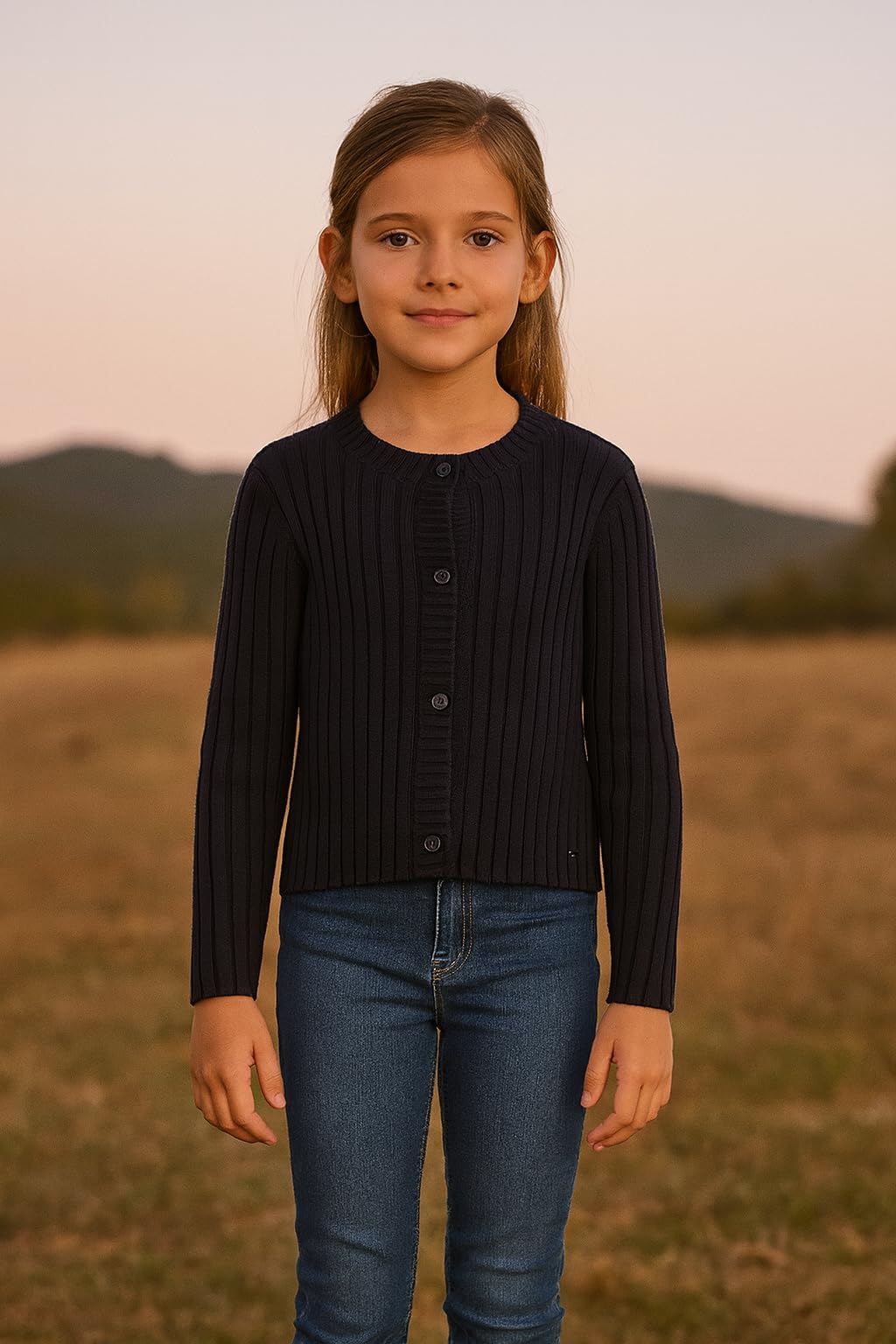 Generico Sudadera corta de niña con diseño Okay bordado, manga larga, ideal para otoño, primavera e invierno, jersey casual para niña, 06418
