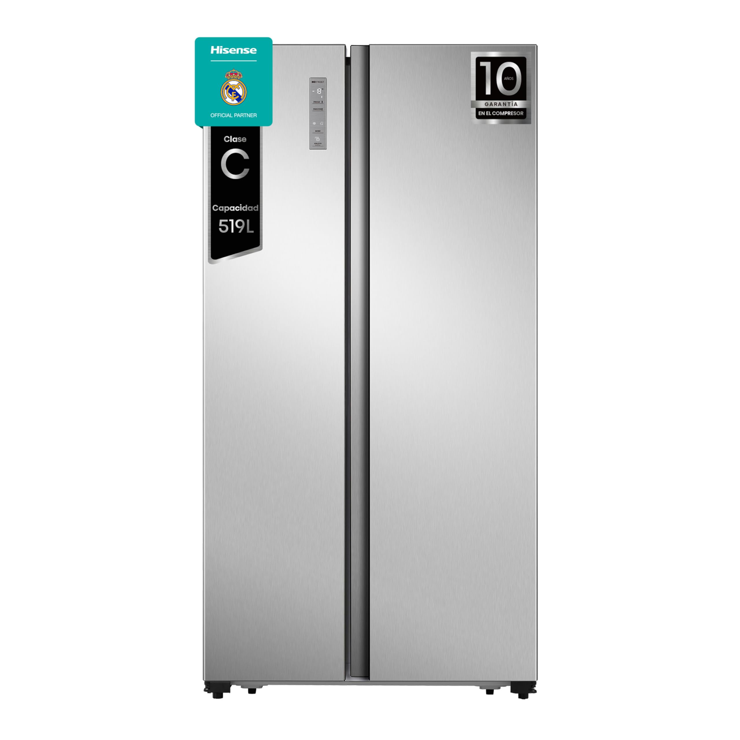 Hisense RS677N4ACC - Frigorífico Americano Dos Puertas, Eficiente Clase C, Capacidad 519 L, ALTO 178,6cm x ANCHO 91cm, Multi-Air Flow, Congelamiento Rápido, Cajón Frutas y Verduras, Color Inox