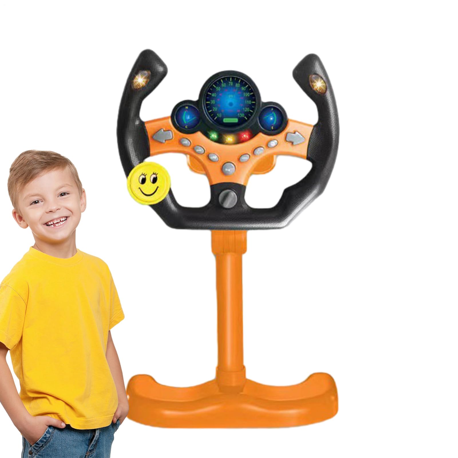 Jouet au volant - 25 cm (vertical) avec son interactif | Contrôleur de conduite portable, tableau de bord de jeu de rôle pour tout-petits, centre d'activités musicales pour cadeau d'éducation précoce